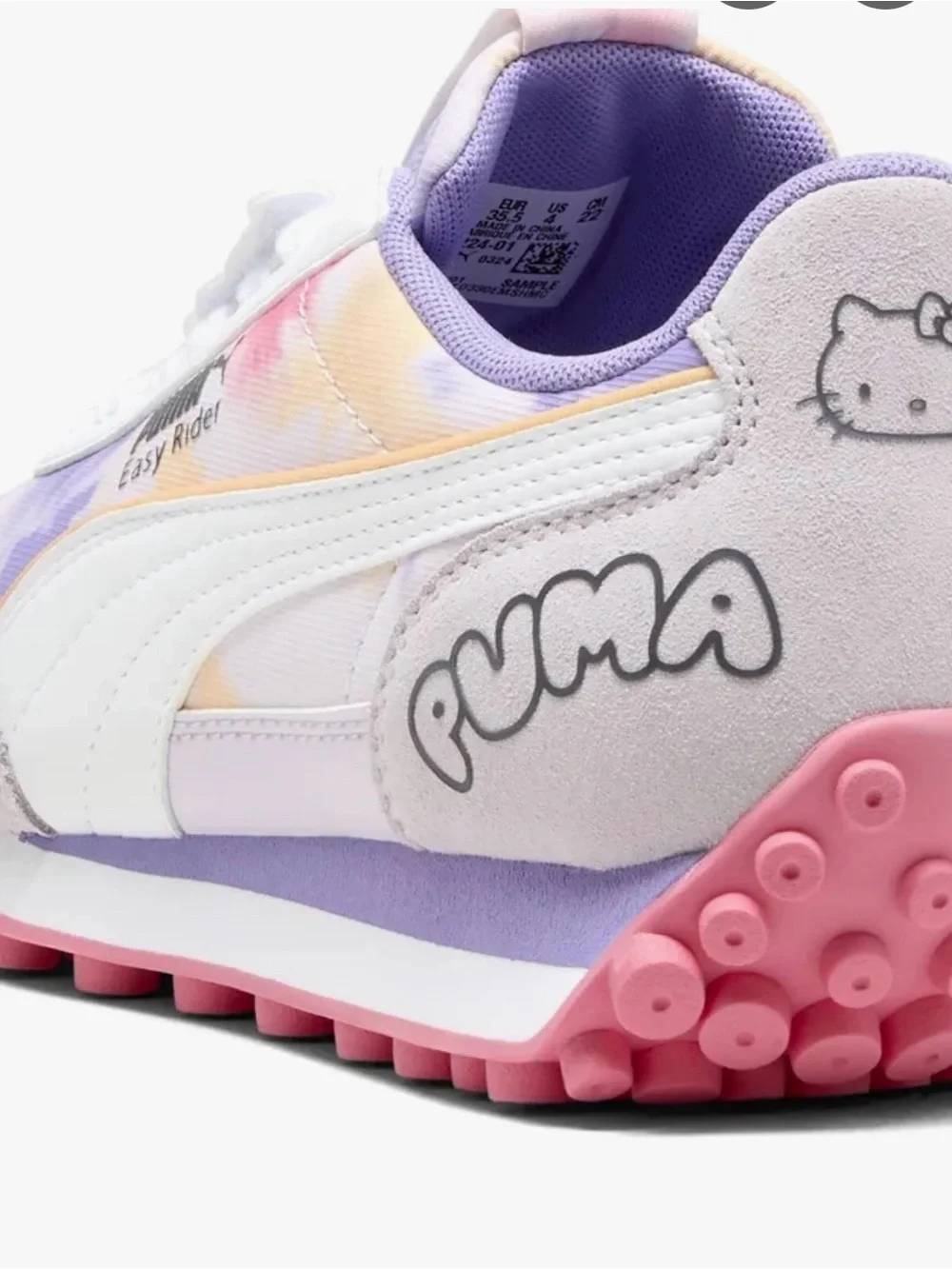 Sanrio x Puma Kids Tie-Dye Purple & Pink Sneakers with Character Accent